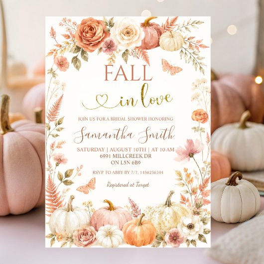 Val in Love Pompoen Boho Bloemachtige Bruiloft Fee Kaart