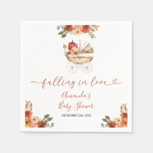 Val in Love Pompoen Wagentje Bloemige Baby Shower Servet