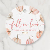 Val in Love Roze Pompoen Bruiloftsborrel Bedankjes Labels (Voorkant)