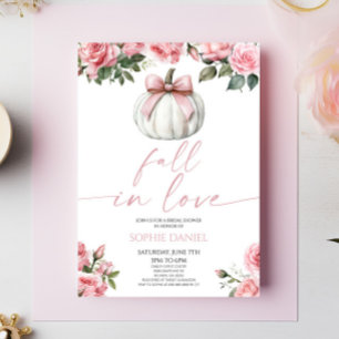 Val in Love Roze Strik Pompoen Bloem Bruiloft Fees Kaart