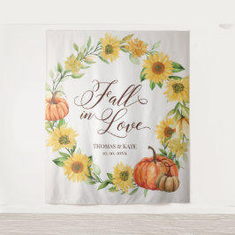 Val in Love Zonnebloemen & Pompoenen trouwbanner Wandkleed