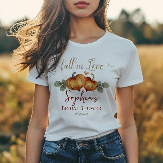 Val in Verliefdheid Pompoen Hart Bruidsmeisjesfees T-shirt