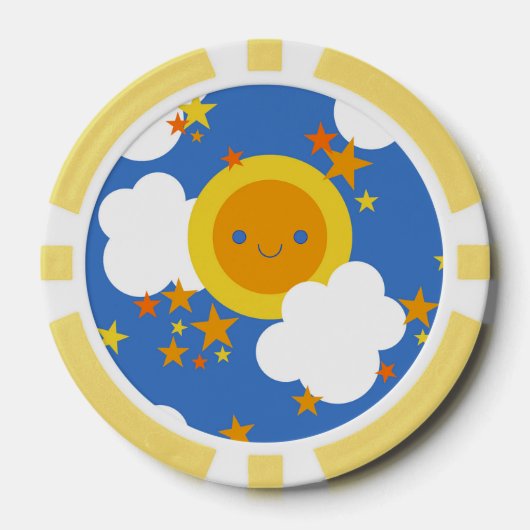 Val Kawaii Maan, Sterren, Zonneschijn Pokerchips (Voorkant)
