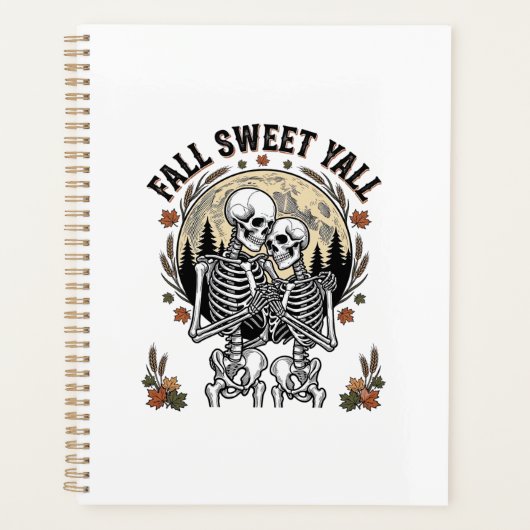 Val Skelet Koppel Vintage Gravure Herfst Overhemd Planner (Voorkant)