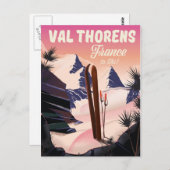 Val Thorens, France ski poster Briefkaart (Voorkant / Achterkant)
