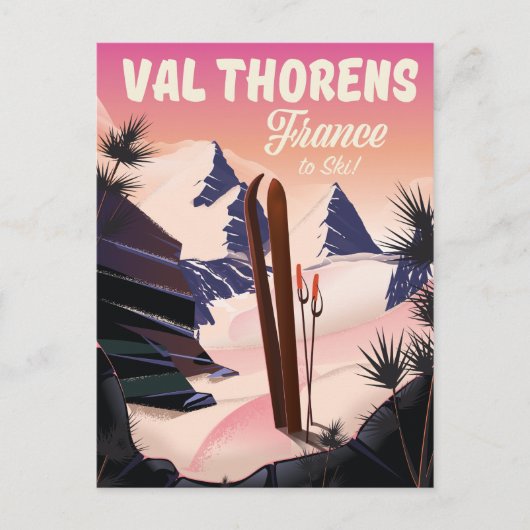 Val Thorens, France ski poster Briefkaart (Voorkant)