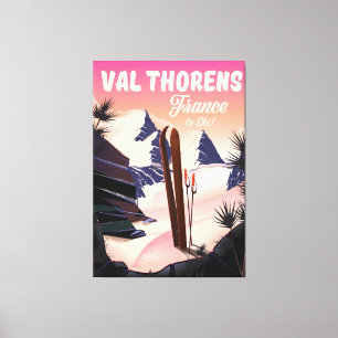 Val Thorens, France ski poster Canvas Afdruk