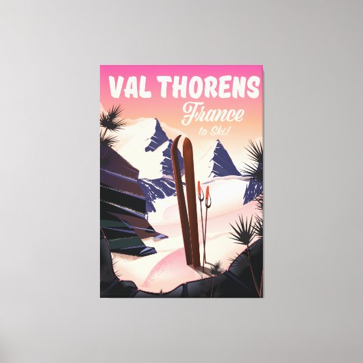 Val Thorens, France ski poster Canvas Afdruk (Voorkant)