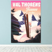 Val Thorens, France ski poster Canvas Afdruk (Insitu (Houten vloer))
