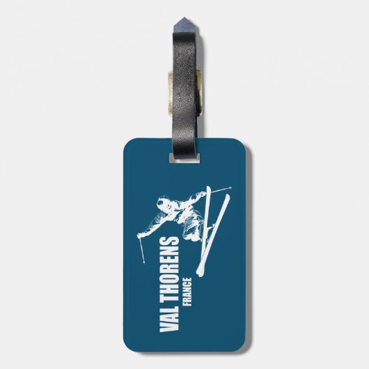 Val Thorens France Skier Bagagelabel (Achterkant verticaal)