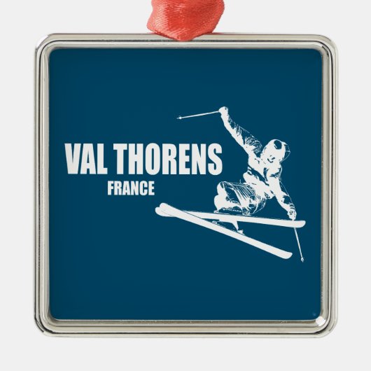 Val Thorens France Skier Metalen Ornament (Voorkant)