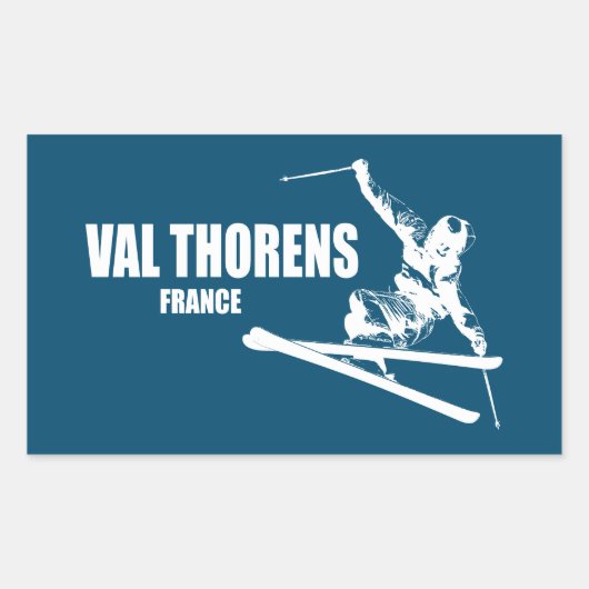 Val Thorens France Skier Rechthoekige Sticker (Voorkant)