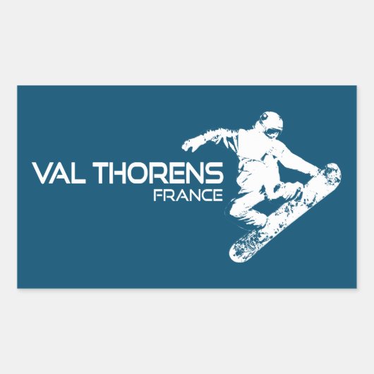 Val Thorens France snowboarder Rechthoekige Sticker (Voorkant)