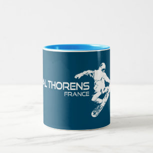 Val Thorens France snowboarder Tweekleurige Koffiemok