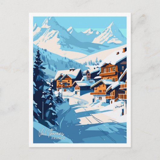 Val Thorens Frankrijk Reizen  Illustratie Briefkaart (Voorkant)