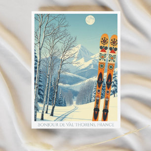 Val Thorens Frankrijk skivakantie retro Briefkaart