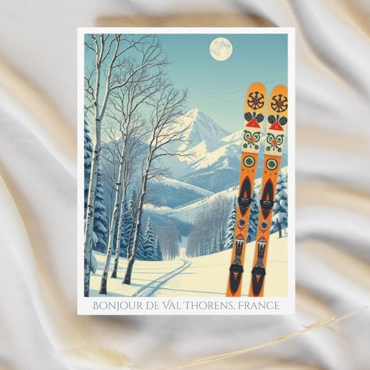 Val Thorens Frankrijk skivakantie retro Briefkaart