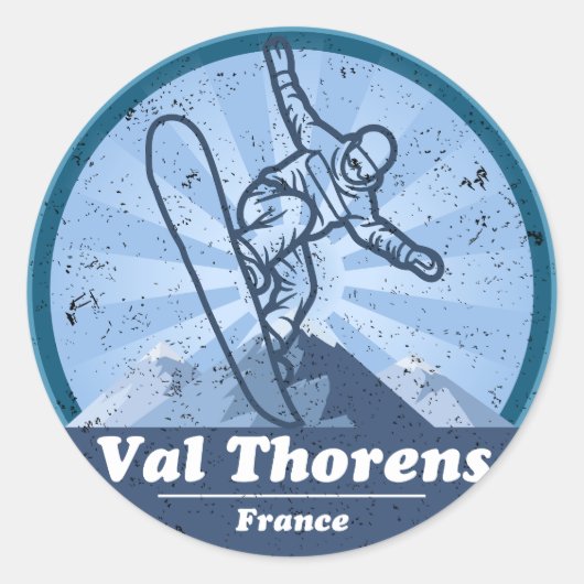 Val Thorens Skigebied - Snowboard Ronde Sticker (Voorkant)