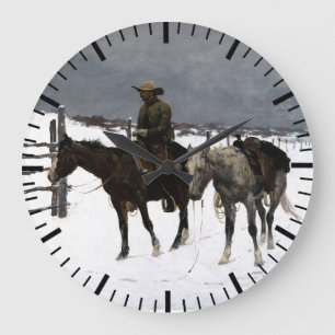 Val van de Cowboy Frederic Remington 1895 Western Grote Klok