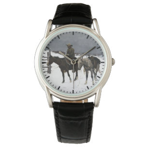 Val van de Cowboy Frederic Remington 1895 Western Horloge