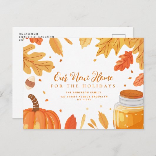 val verlaat Thanksgiving bewegende aankondiging Briefkaart (Voorkant / Achterkant)