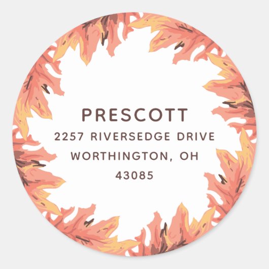 Val verlaat Thanksgiving retouradres Ronde Sticker (Voorkant)