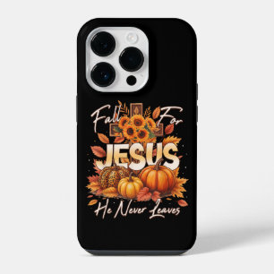 Val voor Jezus Hij Verlaat Nooit Christelijk Geloo iPhone 14 Plus Hoesje