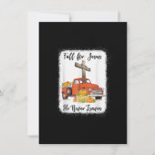 Val voor Jezus Hij Verlaat Nooit Pompoen Truck Bed Kaart (Voorkant)