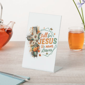 Val voor Jezus.... Reclamebord Met Voetstuk