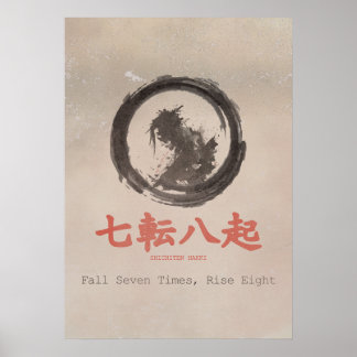 Val Zeven Keer Sta Op Acht Zen Karate Dojo Kunst Poster