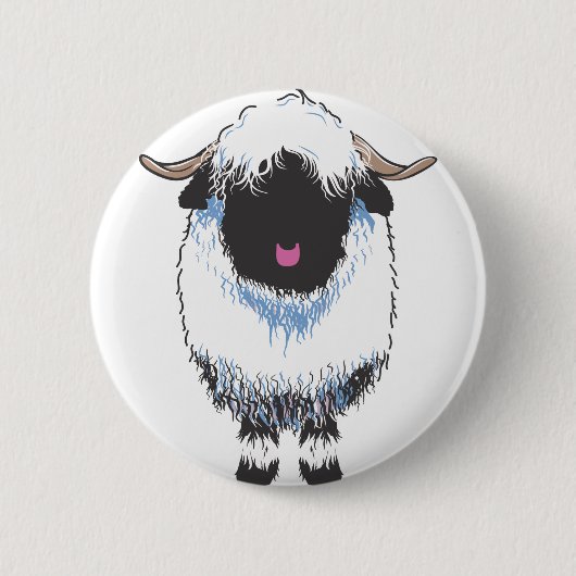 VALAIS Black Nose Sheep Ronde Button 5,7 Cm (Voorkant)