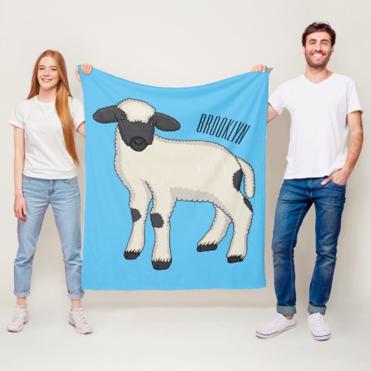 Valais Blacknose schaap cartoon illustratie Fleece Deken (In situ)