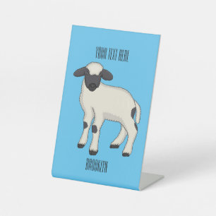 Valais Blacknose schaap cartoon illustratie Reclamebord Met Voetstuk