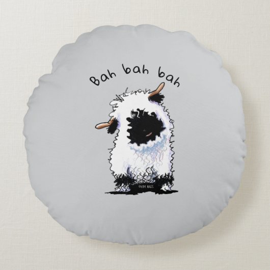 Valais Blacknose Schaap Rond Kussen (Voorkant)