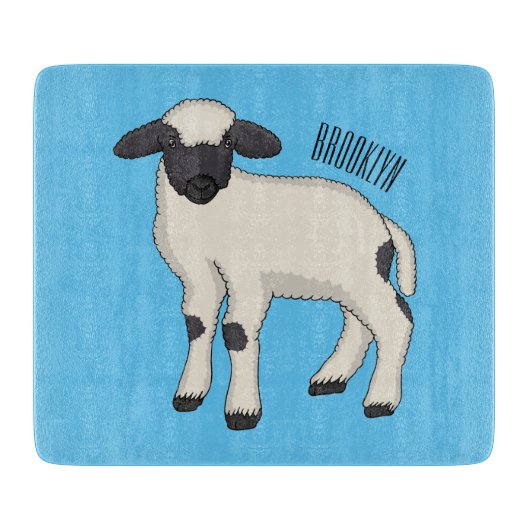 Valais Blacknose sheep cartoon illustration Snijplank (Voorkant)