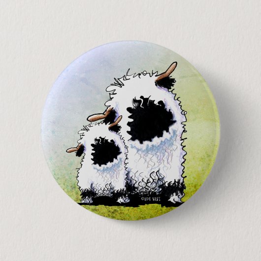 Valais Blacknose Sheep Face Mask Ronde Button 5,7 Cm (Voorkant)