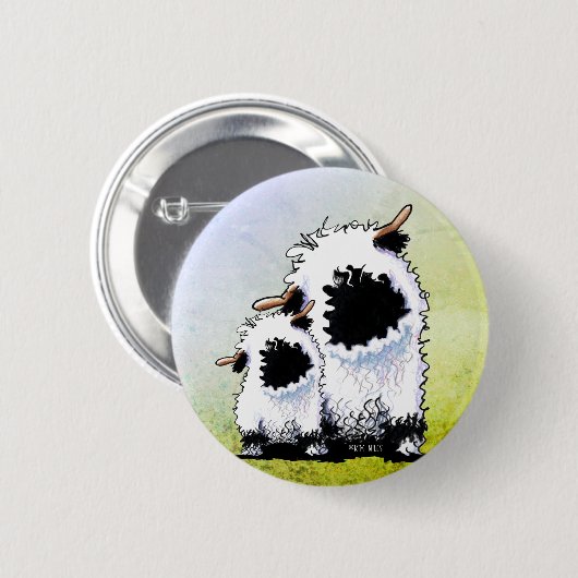 Valais Blacknose Sheep Face Mask Ronde Button 5,7 Cm (Voorkant /achterkant)