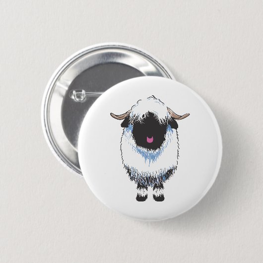 VALAIS BLACKNOSE SHEEP RONDE BUTTON 5,7 CM (Voorkant /achterkant)
