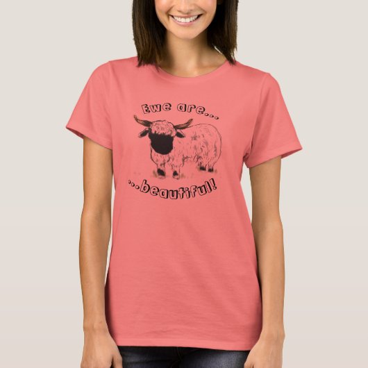 Valais Blerkende Sheep - Ewe zijn mooi! T-shirt (Voorkant)