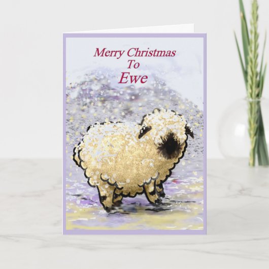 Valais Blerkende Sheep Merry Kerstmis Feestdagen Kaart (Voorkant)
