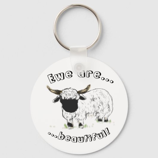 Valais blerkse schaap - Ewe zijn mooi! Sleutelhanger (Voorkant)