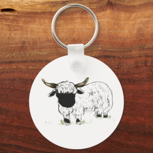 Valais blerkse schaap sleutelhanger (Voorkant)