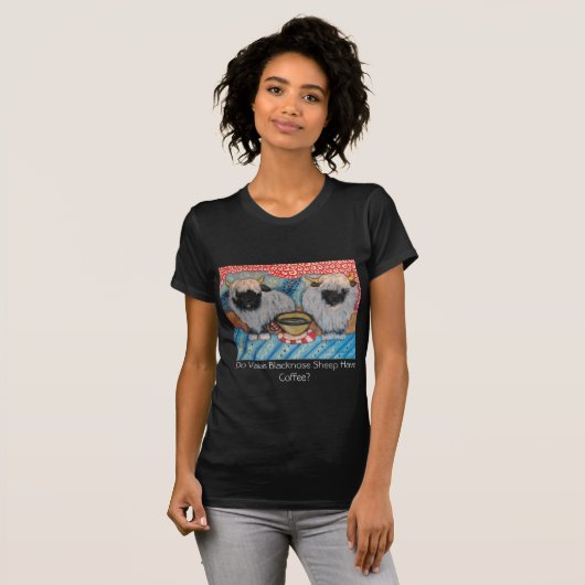 Valais Blerkse Sheep Drink Koffee Art T-shirt (Voorkant volledig)
