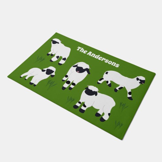 Valais Blerkse Sheep Personalized Farmers Deurmat (Schuin)