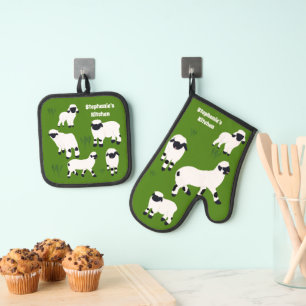 Valais Blerkse Sheep Personalized Farmers Ovenwant & Pannenlap Set