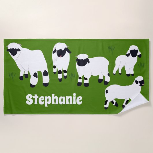 Valais Blerkse Sheep Personalized Farmers Strandlaken (Voorkant)