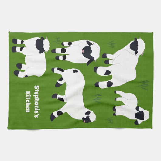 Valais Blerkse Sheep Personalized Farmers Theedoek (Horizontaal)