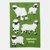 Valais Blerkse Sheep Personalized Farmers Theedoek (Verticaal)