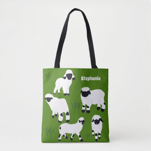 Valais Blerkse Sheep Personalized Farmers Tote Bag (Voorkant)