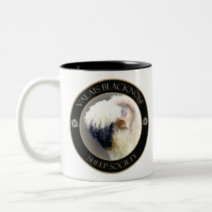 Valais Blerkse Sheep Society Logo Tweekleurige Koffiemok